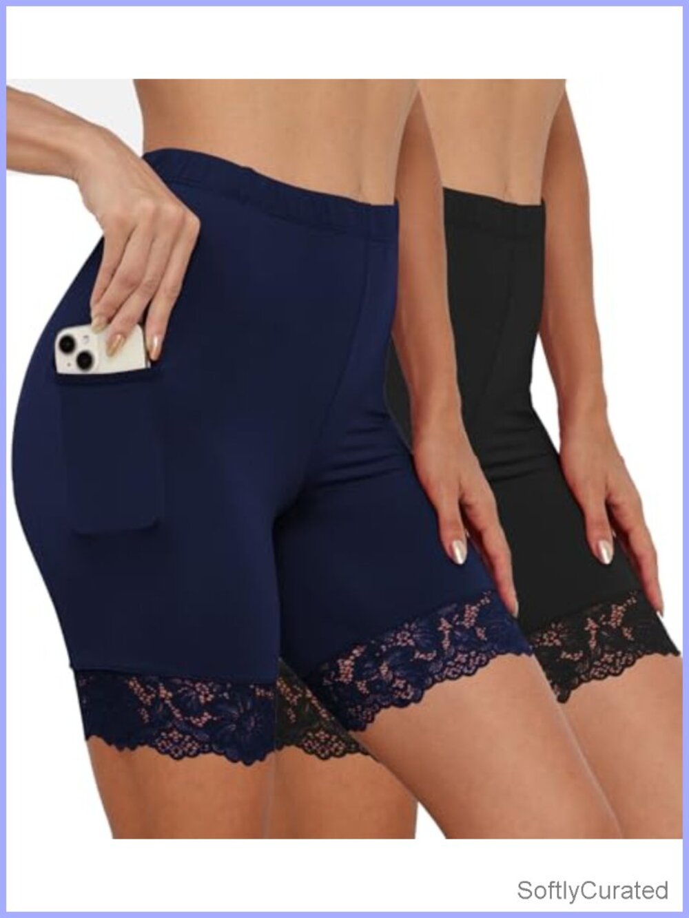 Satin Lace Slip Shorts with Pockets Anti Chafing Boyshort Underwear